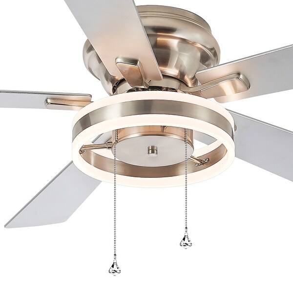 52-IN Nickel Flush Mount LED Ceiling Fan with Light Kit(5 blade) Shopping - The Best Deals on Ceiling Fans | 41673291