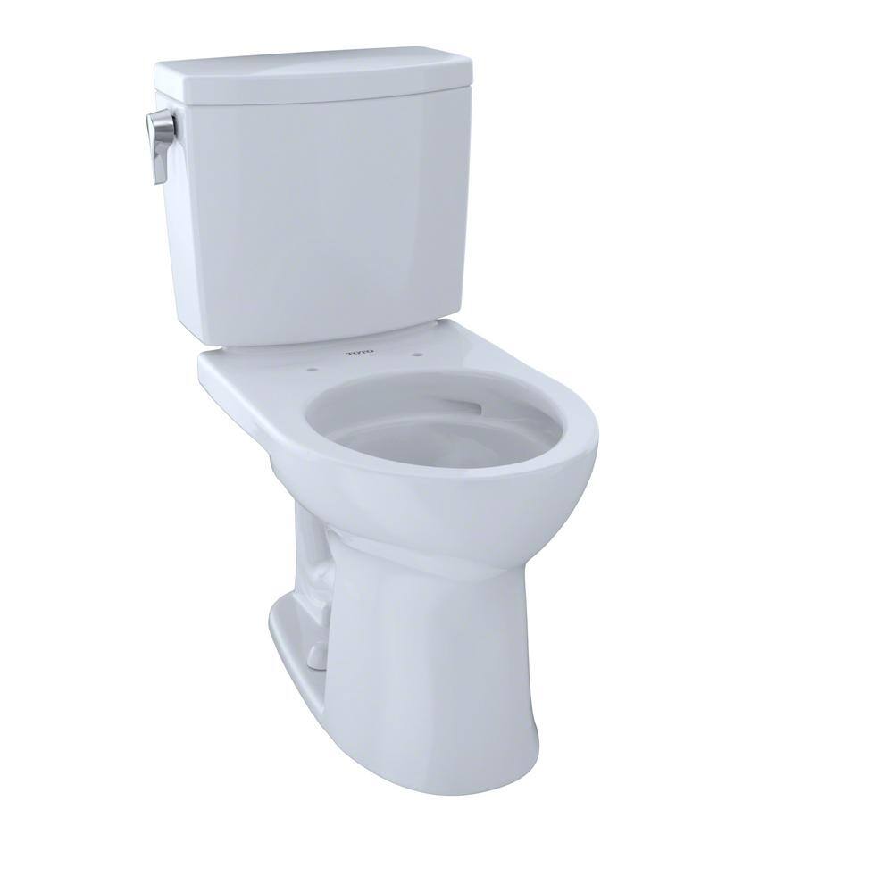 TOTO Drake II 2-Piece 1 GPF Single Flush Elongated ADA Comfort Height Toilet in Cotton White SoftClose Seat Included MS453124CUFG#01