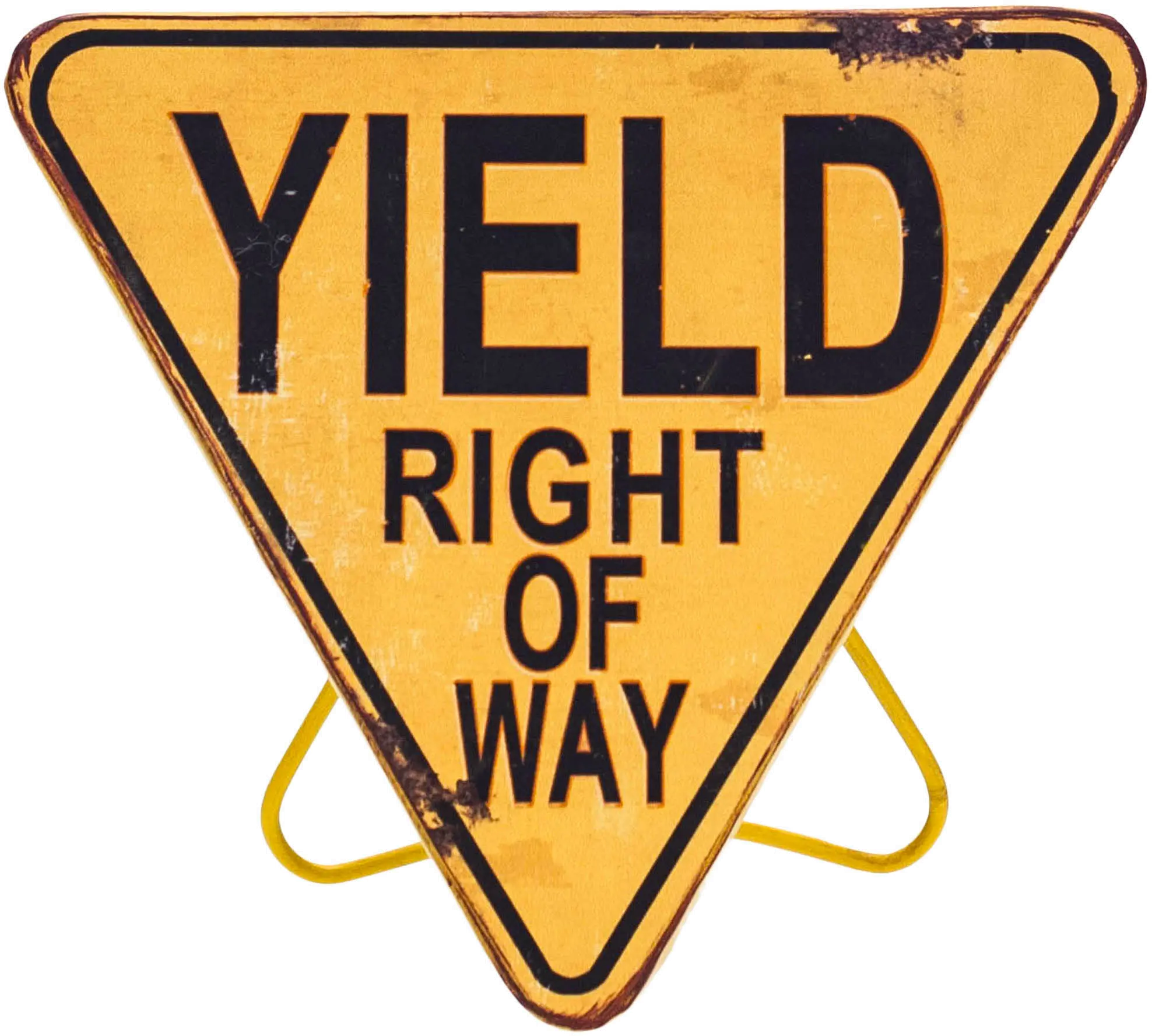 Yellow Standing Yield Metal Tabletop Sign