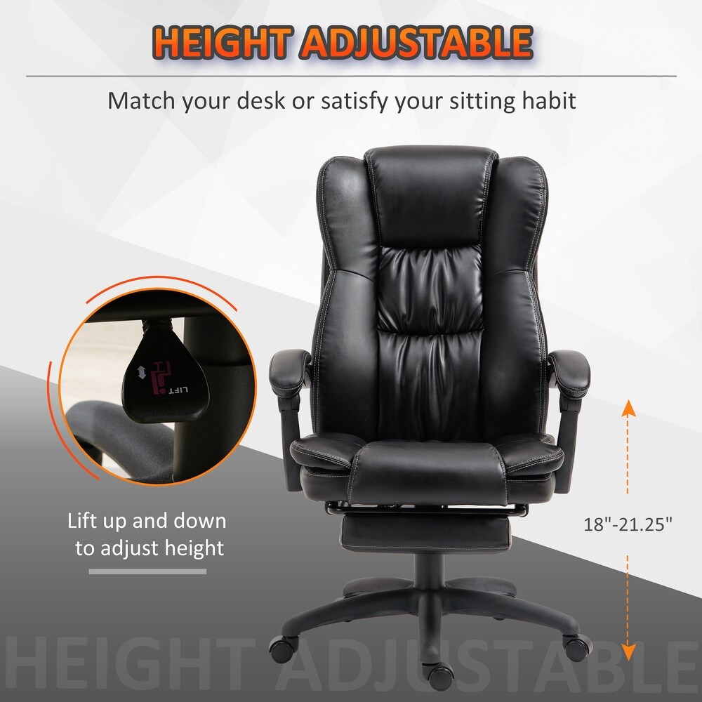 PU Leather Swivel Vibration Office Chair with Retractable Footrest