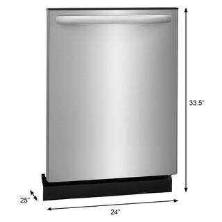 Frigidaire 24 In. in. Top Control Built-In Tall Tub Dishwasher in Stainless Steel with 4-Cycles 54 dBA FFID2426TS