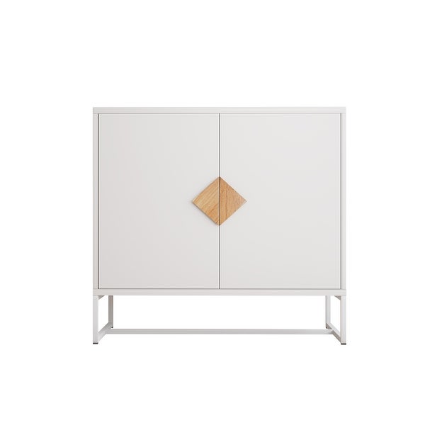 White Modern Sideboard，Kitchen Storage Cabinet with Metal Legs