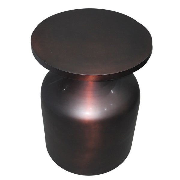 25 Inch Metal Frame End Table with Round to P and Bottle Shape Base for Hallway， Foyer， Den， Bedroom， or Living Room