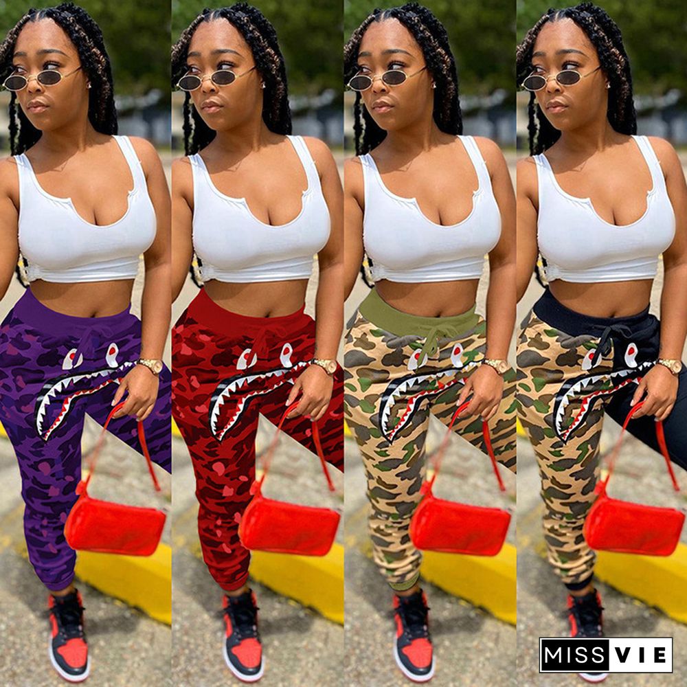 High Waist Hip Hop Camouflage Print Long Cargo Pants