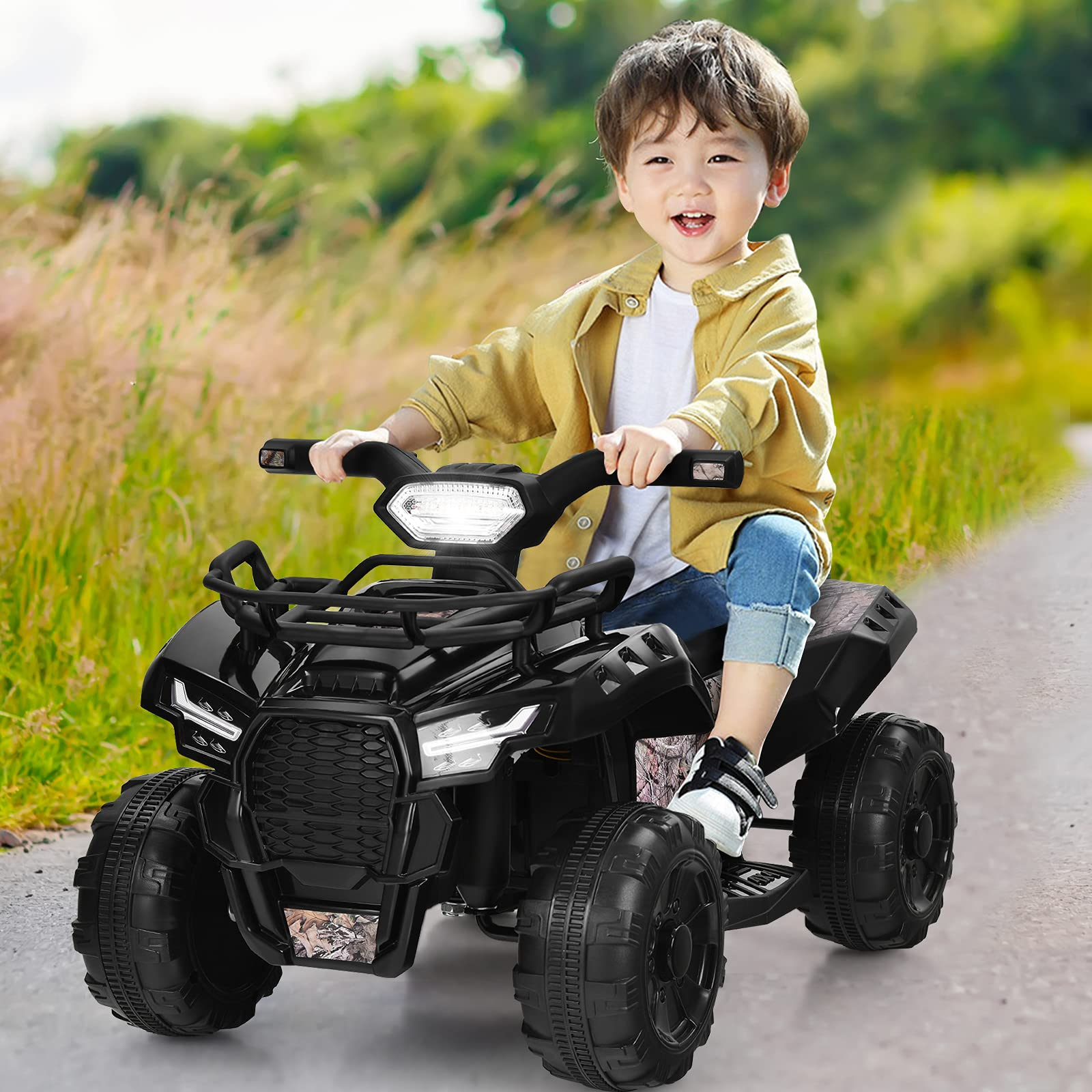 Costzon Kids ATV, 6V Battery Powered Electric Vehicle w/ LED Light