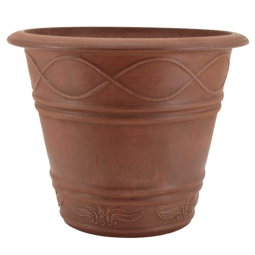 Arcadia Garden Products Western Weave 14-1/2 in. x 11 in. Terra Cotta Composite PSW Pot ME36TC