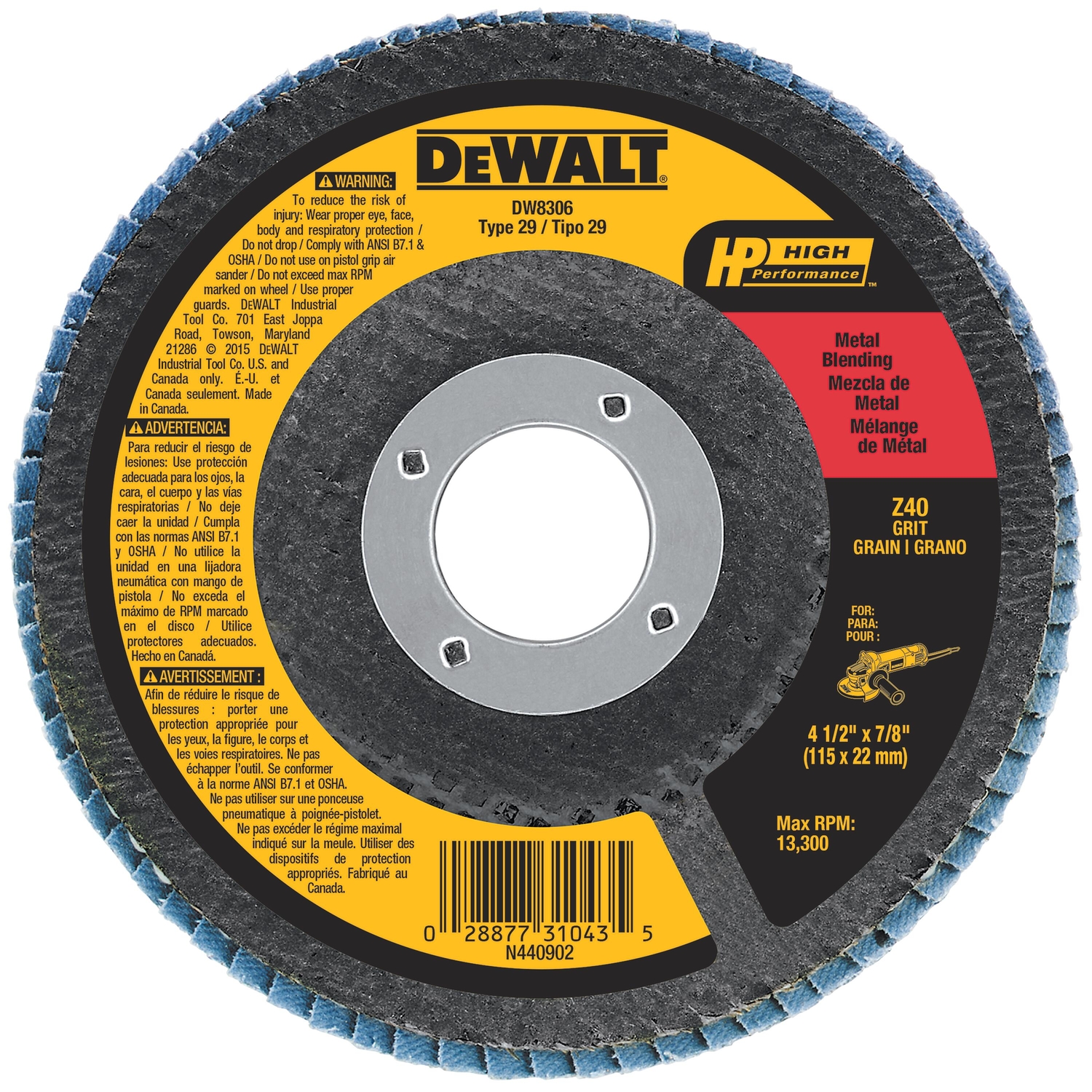 DW 4-1/2 in. D X 7/8 in. Zirconia Flap Disc Cut-Off Wheel