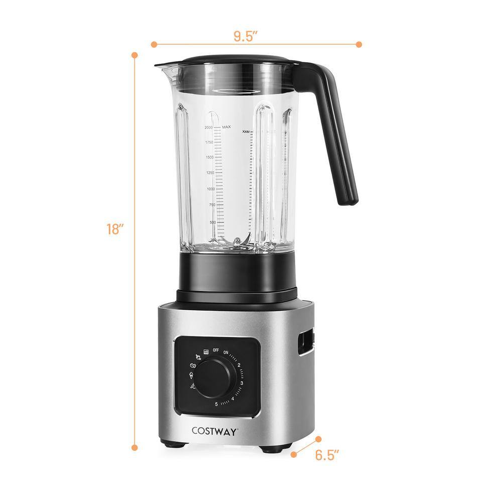 Costway 68 oz. 5-Speed Silver Countertop Smoothie Blender with 5-Presets and 68 oz. Tritan Jar ES10061US-SL