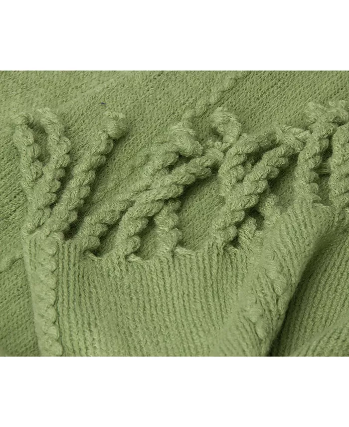 Battilo Home Cable Knit Woven Luxury Tasseled Endsandnbsp;Throw 52