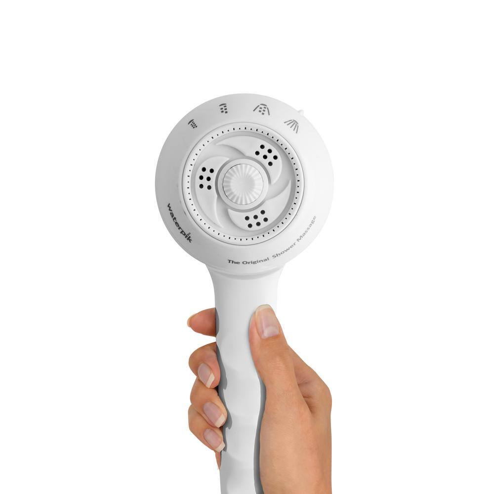 Waterpik 4-Spray 3.3 in. Single Wall Mount Handheld Shower Head in White SM-451