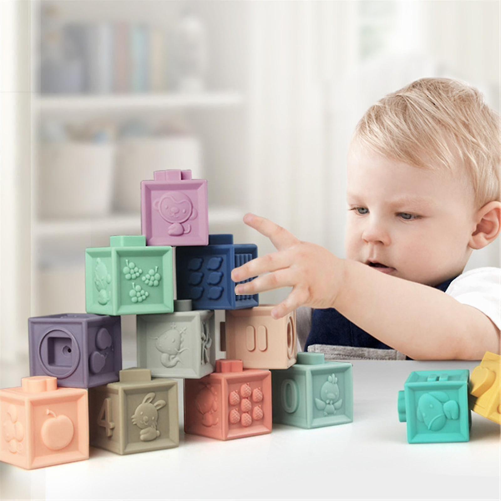 2023-enlightenment And Insert Large-particle Soft Rubber Building Blocks Baby Toys