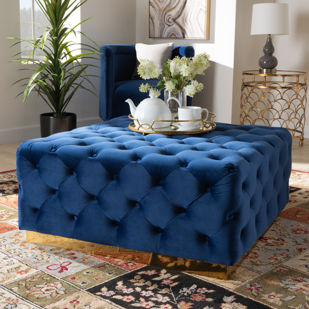 Edie Glam Velvet Ottoman   Contemporary   Footstools And Ottomans   by Baxton Studio  Houzz