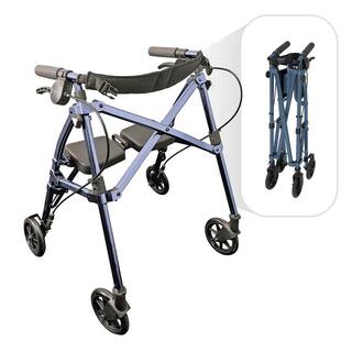 Stander Space Saver Rollator Short Lightweight Junior Folding Walker for Seniors and Adults Cobalt Blue 4230-CB