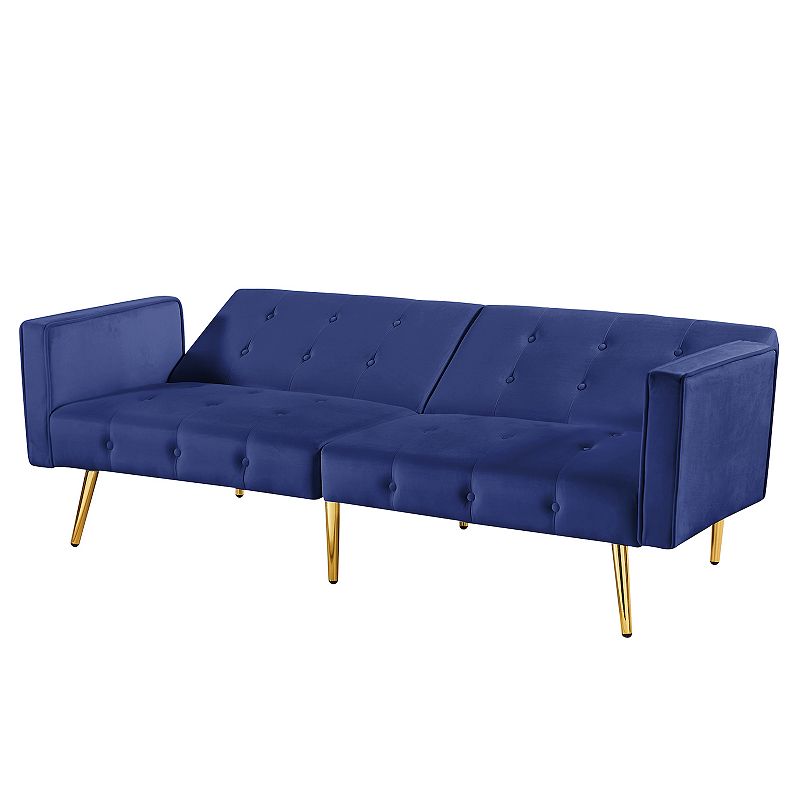 F.c Design Velvet Button Tufted Sofa Bed With Armrest Stylish And Comfortable Convertible Furniture