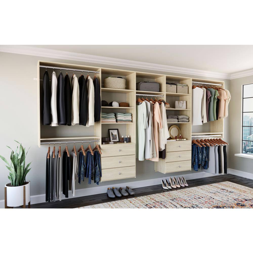 Closet Evolution 120 in. W - 144 in. W Harvest Grain Wood Deluxe Closet System HG62