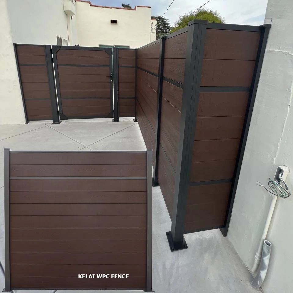 Villa Garden Enclosure WaterProof Fireproof Wood Plastic Composite wall barrier Wpc Fence Gate Privacy Wpc Wooden Fence