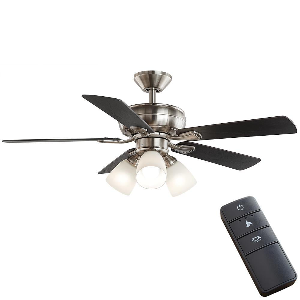 Riley 44 In. Indoor LED Brushed Nickel Ceiling Fan With Light Kit, 5 QuickInstall Reversible Blades And Remote Control