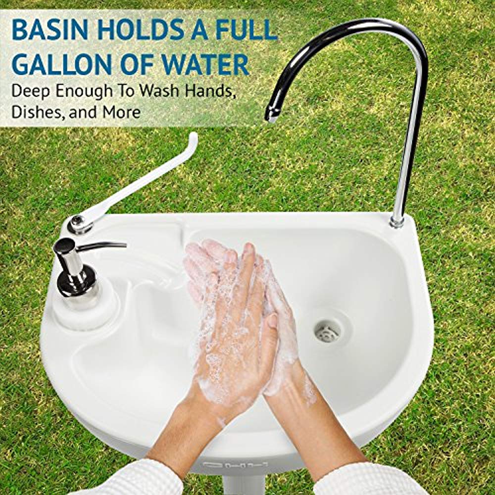 Hike Crew Portable Camping Sink, 19.7 in L x 12.9 in W, 5 gal. Tank & Basin - White