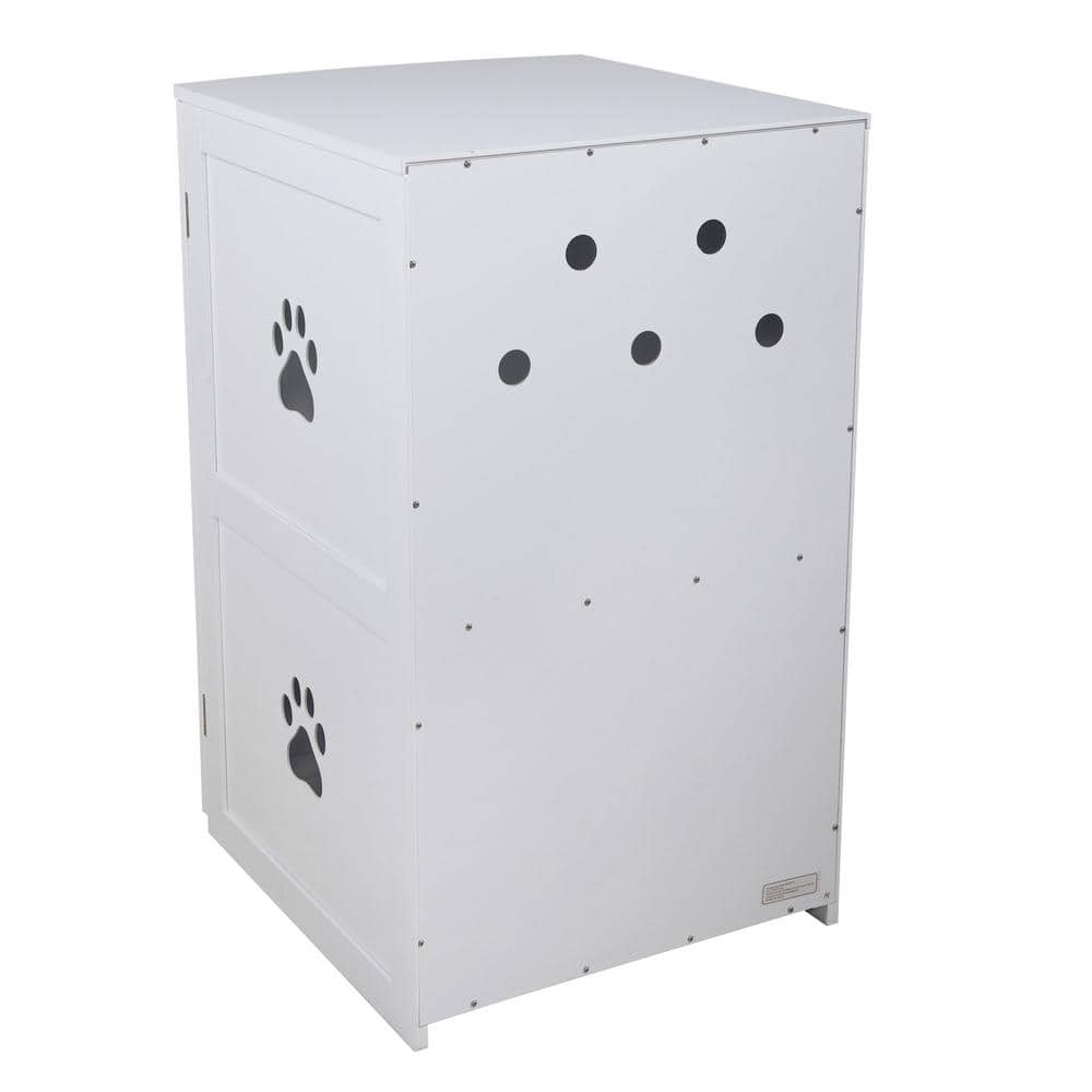 COZIWOW 2-Tier Wood Cat House Washroom Litter Box Cover with Openable Door, White CW12F0327