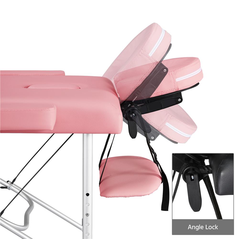 SmileMart 2-Fold Portable Massage Table with Headrest/Armrest/Hand Pallet， Pink