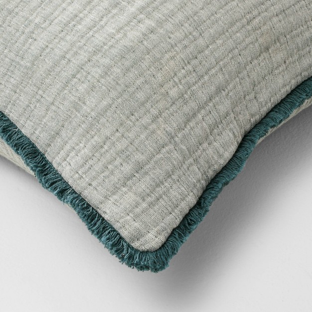 Lumbar Textured Chambray Cotton Bed Decorative Throw Pillow