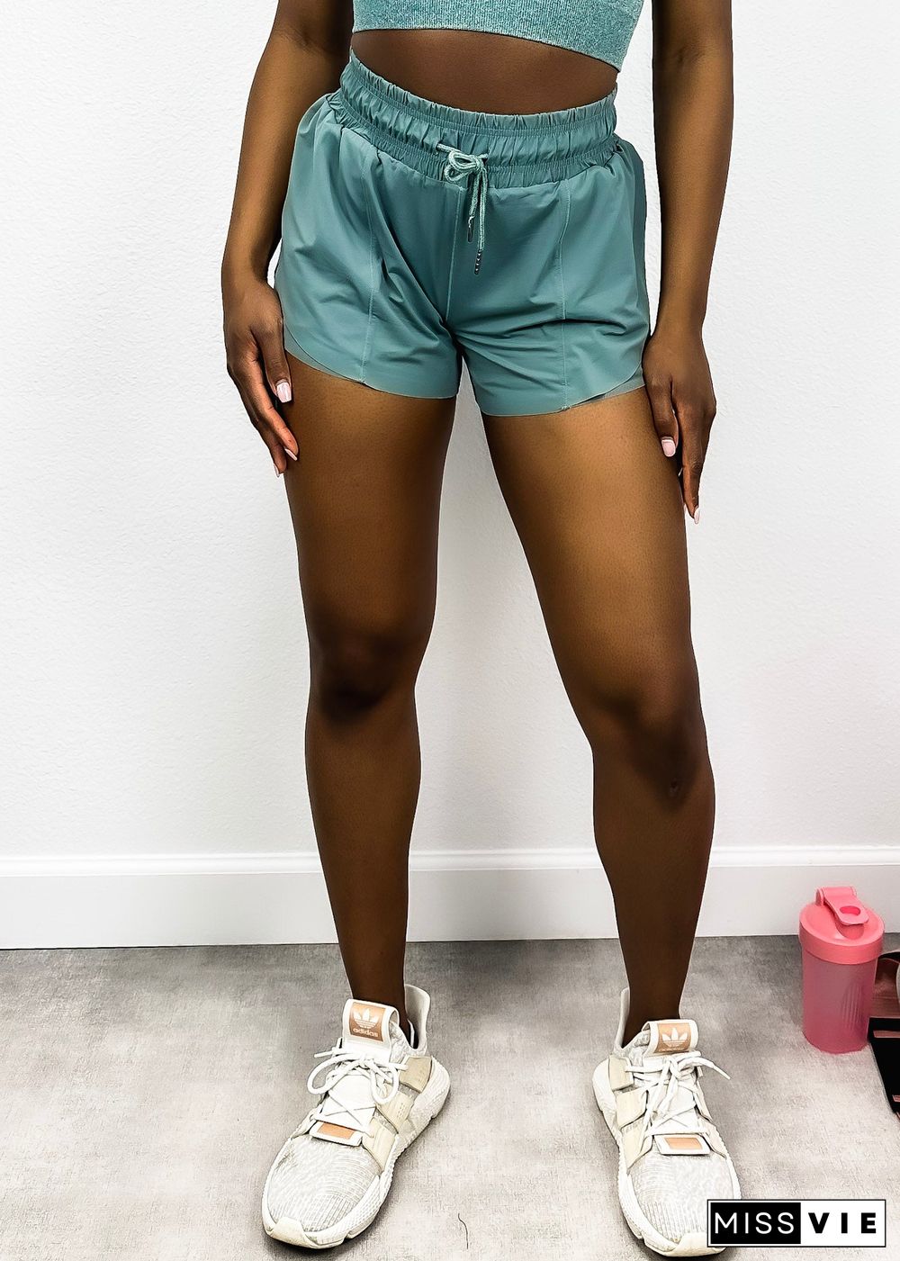 Drawstring Waist Lined Active Shorts