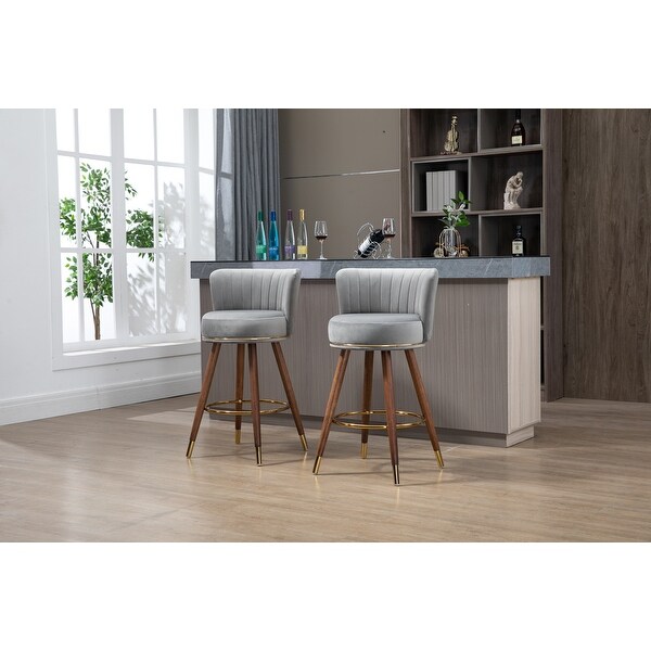 Counter Height Bar Stools Set of 2 for Kitchen Counter Solid Wood Legs with a Fixed Height of 360 Degrees for Dining Room