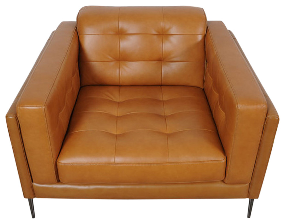 Murray Full Leather Chair  Tan   Midcentury   Armchairs And Accent Chairs   by Moroni  Houzz