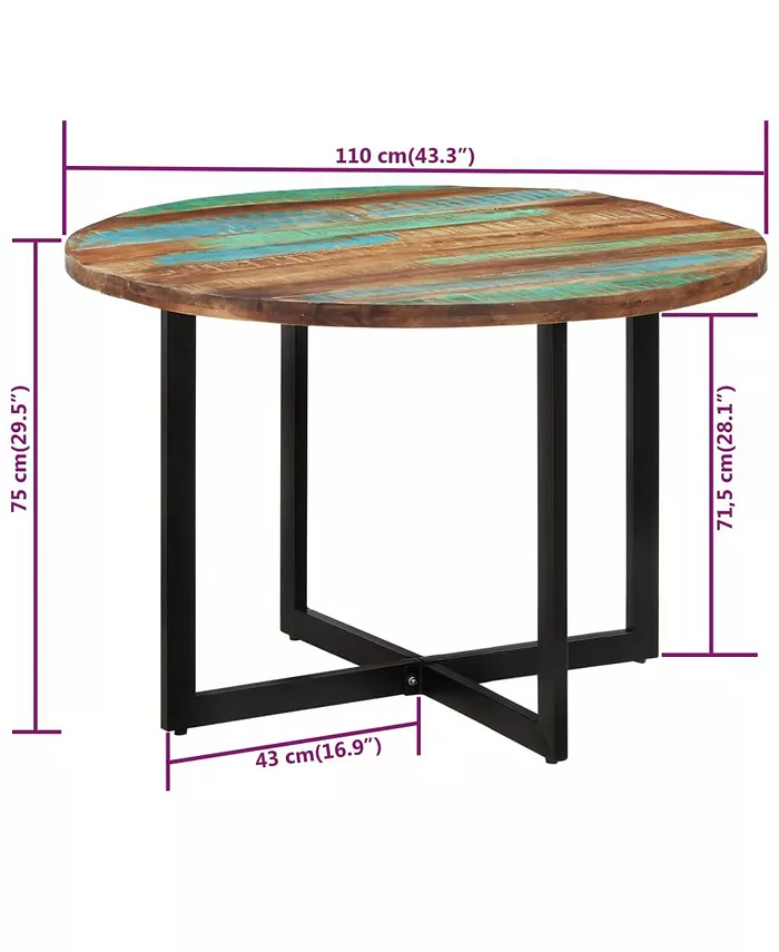 vidaXL Dining Table 43.3x29.5 Solid Wood Reclaimed