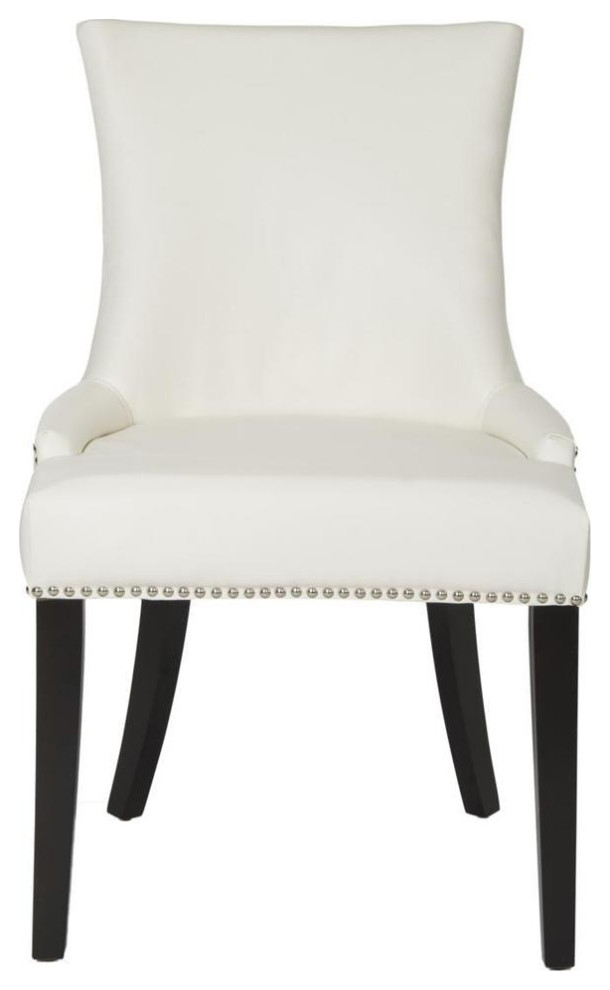 De De 19 quotH Dining Chair  Set of 2  Silver Nail Heads White Leather   Transitional   Dining Chairs   by V.S.D Furniture  Houzz