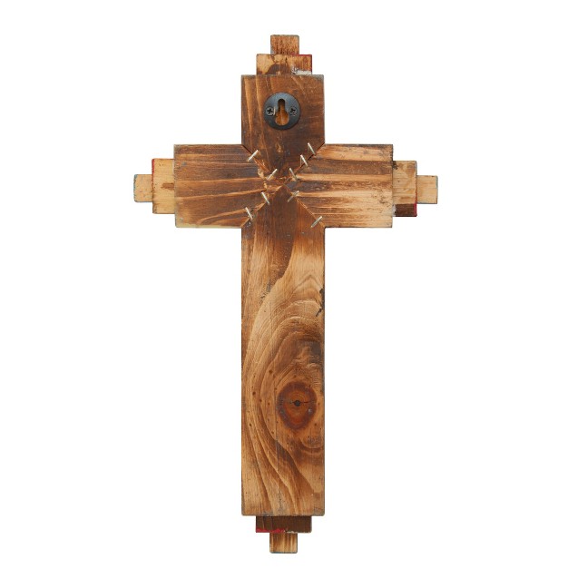 X 8 5 quot Rustic 3d Wooden Wall Cross Brown blue Stonebriar Collection