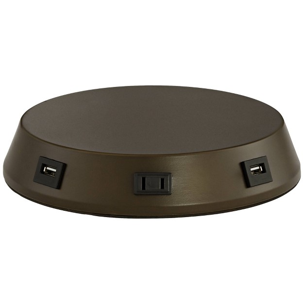 Tall With Usb And Outlet In Workstation Base Bronze Metal Double Drum Shade For Bedroom Living Room House Home Bedside