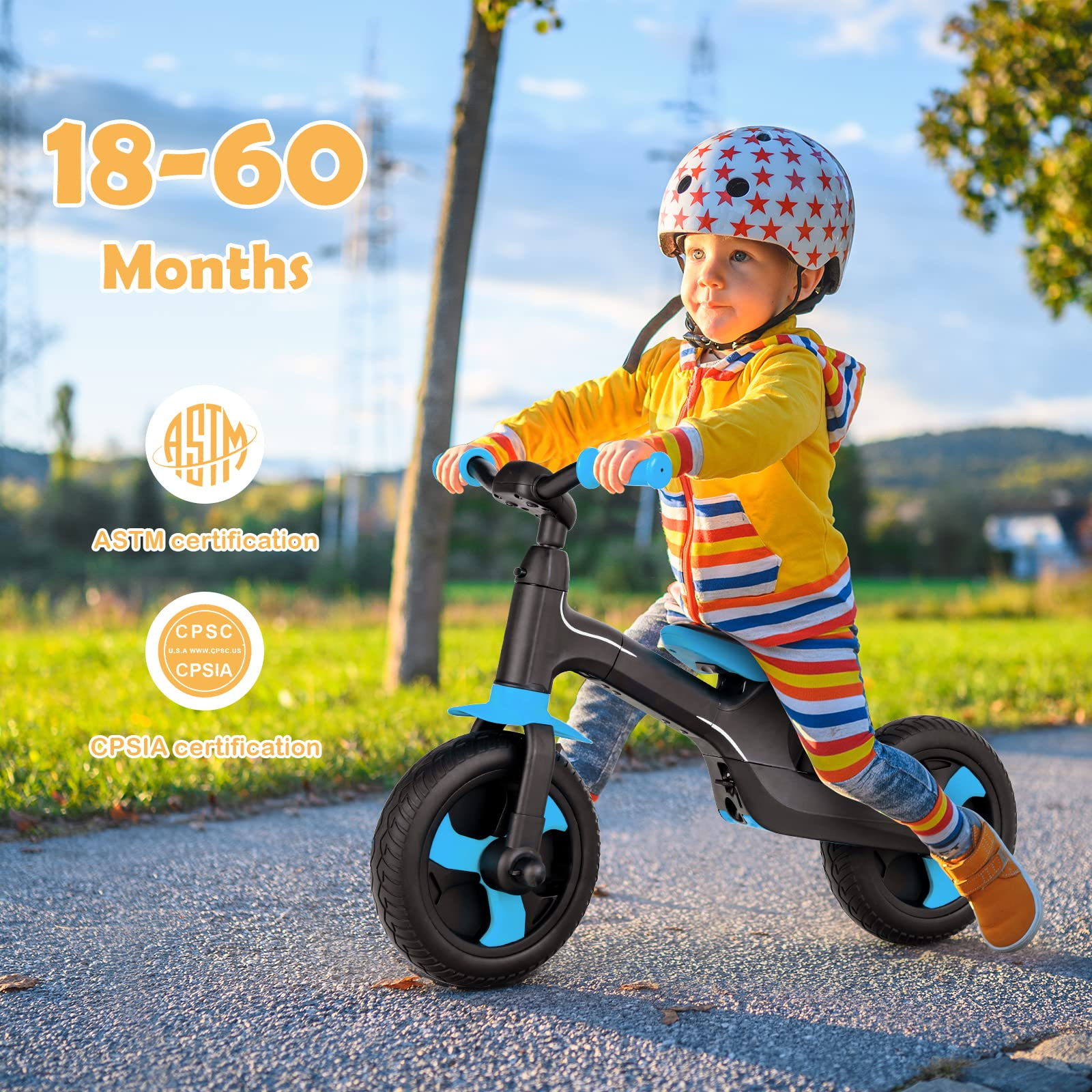 5 in 1 Toddler Tricycle, Folding Kids Trike Baby Balance Bike