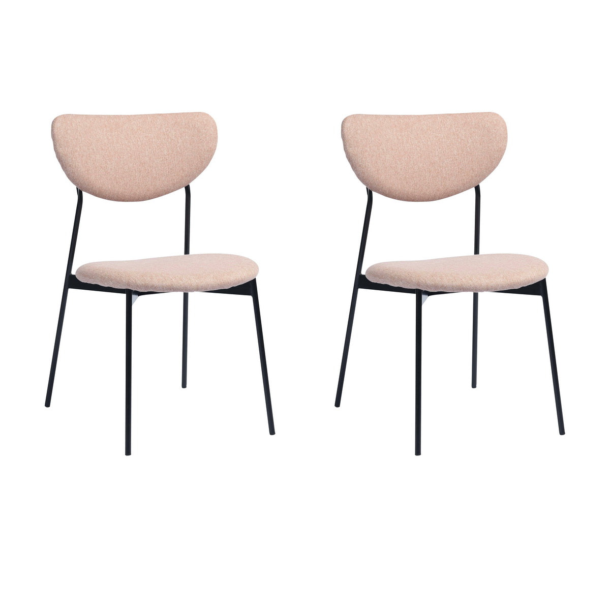 Homy casa Upholstered Dining Side Chair Set of 2 with Metal Legs， Blush