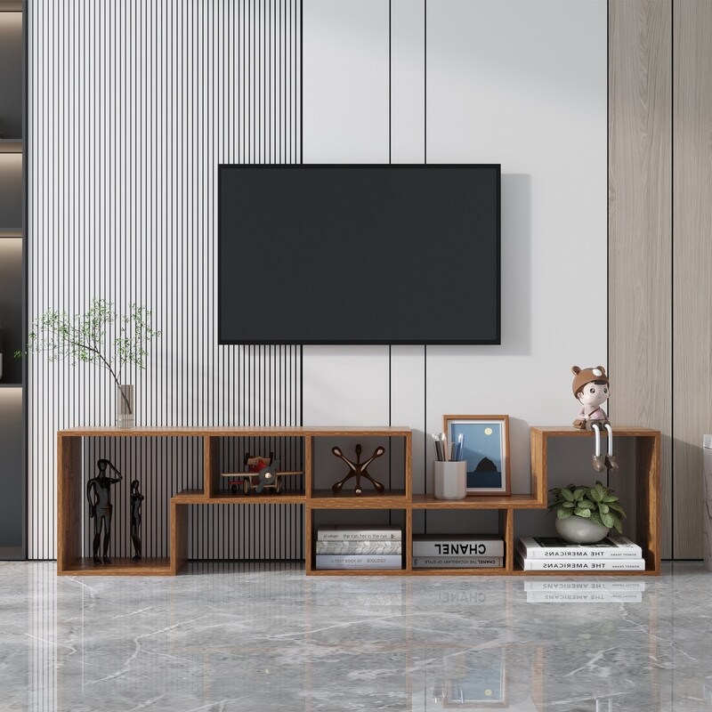 Double L Shaped TV Stand Display Shelf Bookcase for Home Furniture