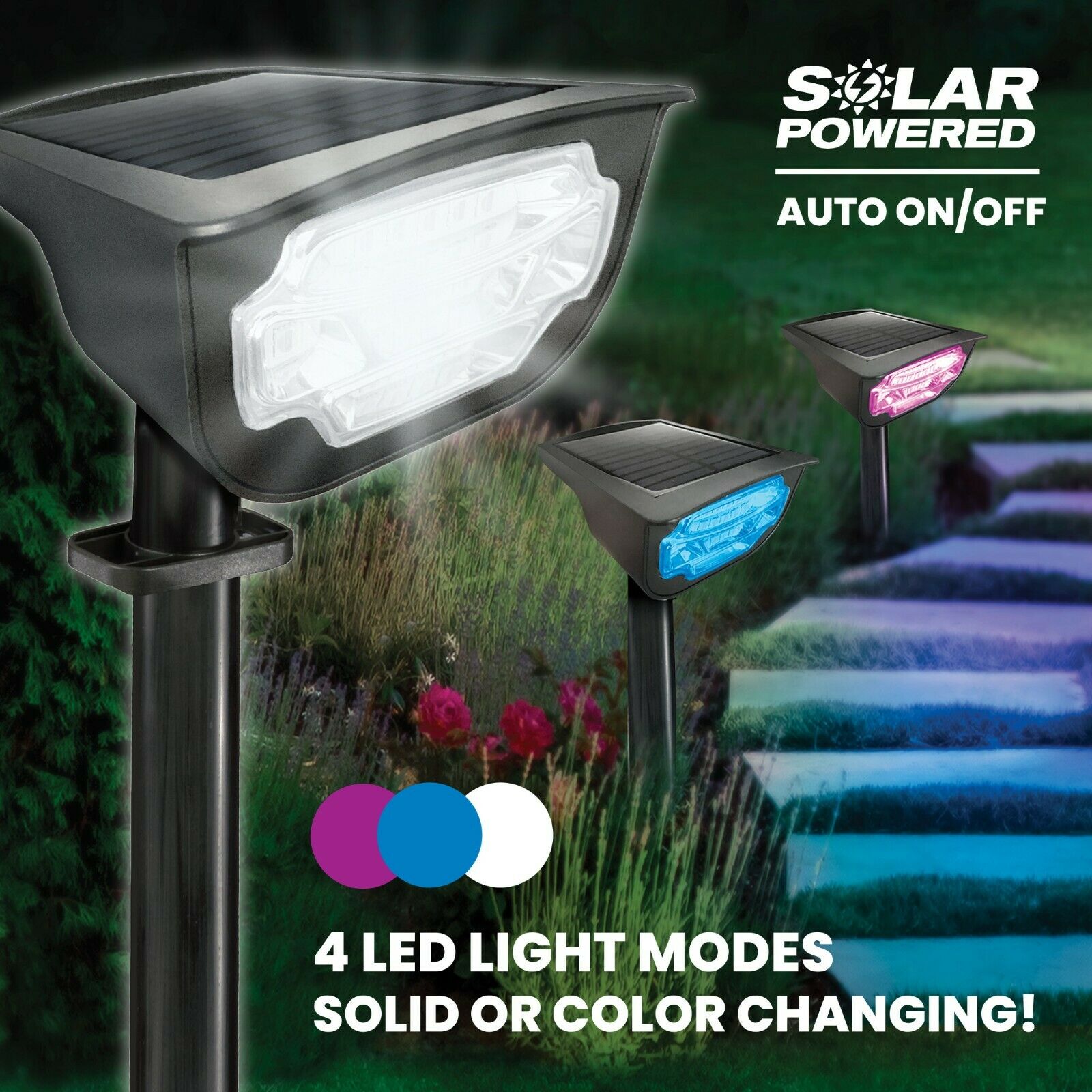 Bell+Howell Bionic Color Burst Outdoor Light， Solar Powered， Color Changing， 4 Light Modes