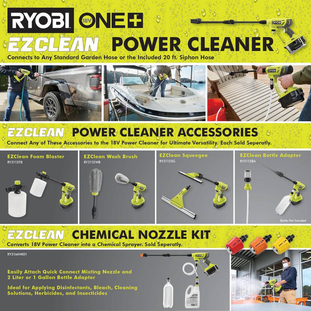 RYOBI EZClean Power Cleaner Bottle Adapter Accessory Kit RY3112BA