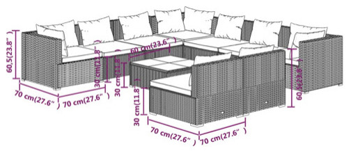 vidaXL Patio Lounge Set Outdoor Sectional Sofa Set 7 Piece Brown Poly Rattan   Tropical   Outdoor Lounge Sets   by vidaXL LLC  Houzz