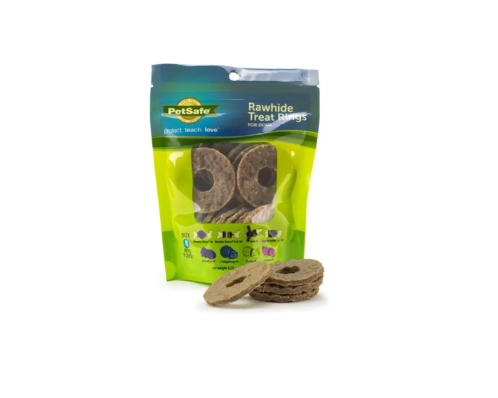 PetSafe Busy Buddy Rawhide Treat Ring Refills， Original Rawhide， Medium， 16 Count