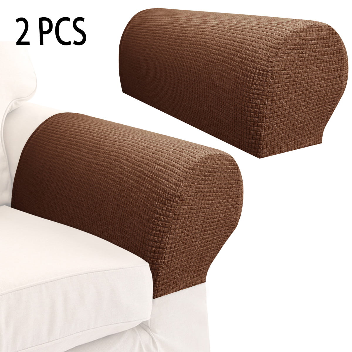 HOTBEST 2PCS Sofa Stretch Armrest Covers Anti-Slip Waterproof Furniture Protector Armchair Slipcoers for Recliner Sofa Chair