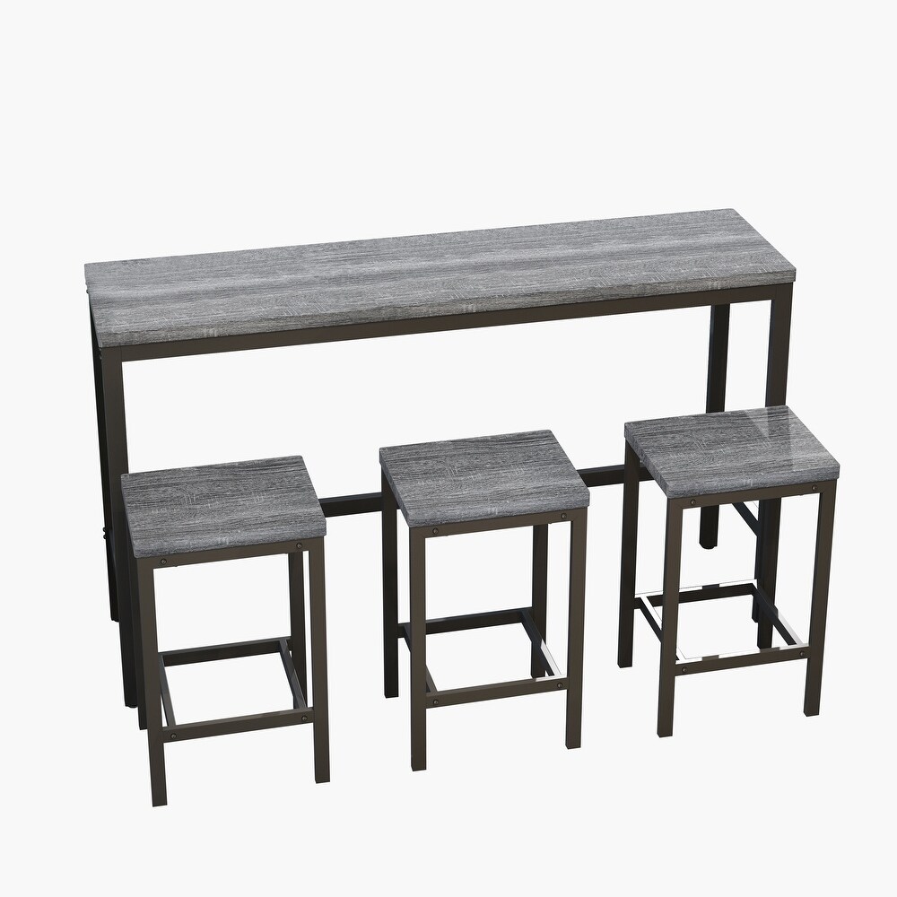 Modern Design Kitchen Dining Table  Pub Table  Long Dining Table Set with 3 Stools