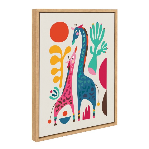 X 24 quot Sylvie Giraffe Love Framed Canvas Wall Art By Rachel Lee Natural Kate And Laurel