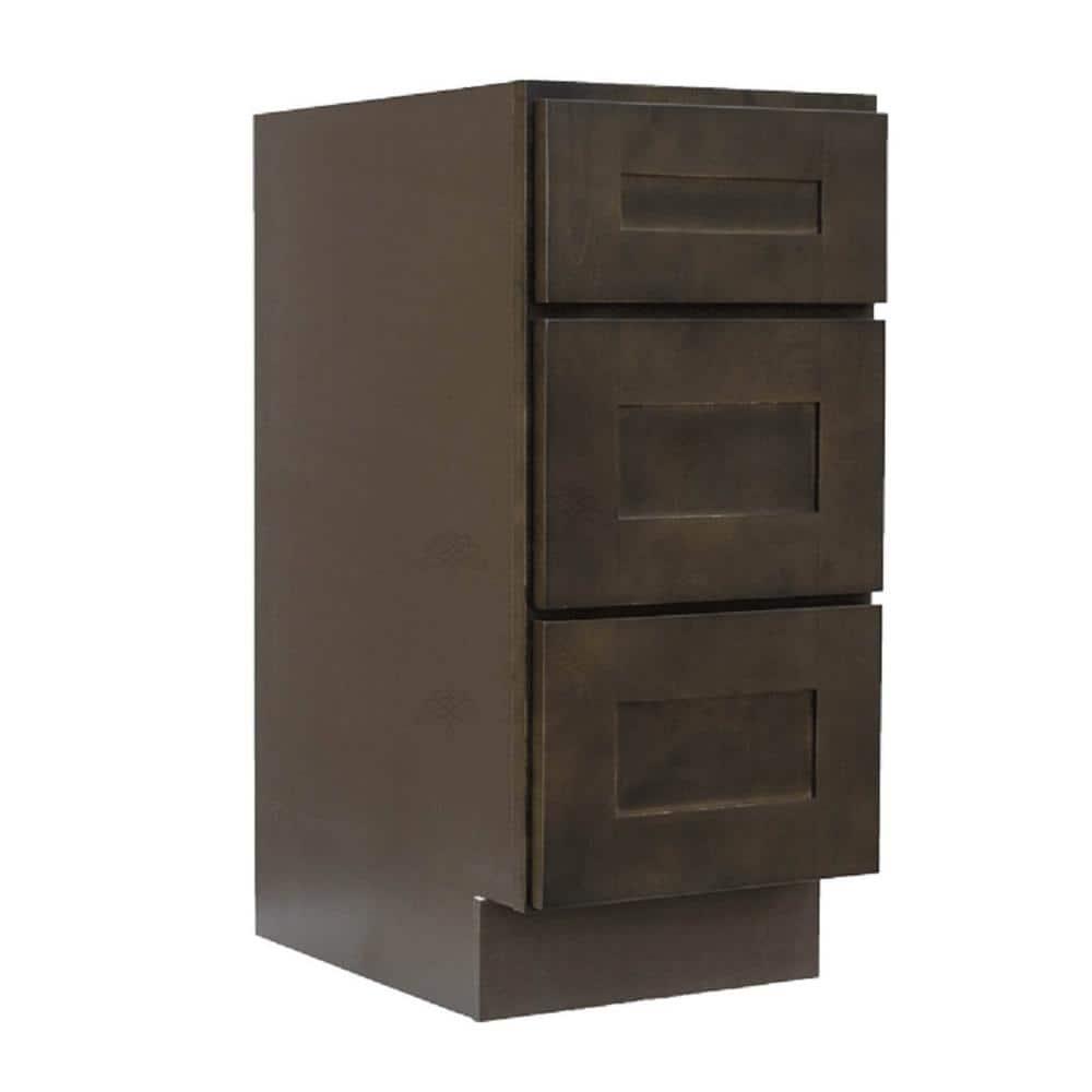 LIFEART CABINETRY Lancaster Shaker Assembled 12 x 21 x 33 in Bath Vanity Cabinet with 3 Drawers in Vintage Charcoal