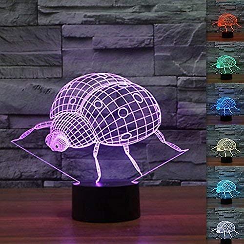 3d Cute Ladybug Insect Night Light 7 Color Change Led Table Desk Lamp Acrylic Flat Abs Base Usb Charger Home Toy Brithday Xmas Kid Children Gift