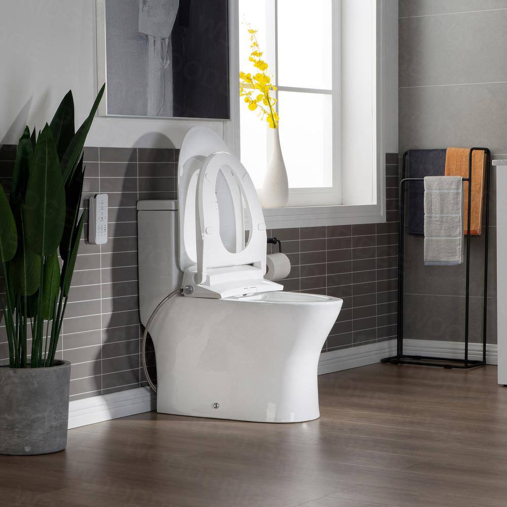 WOODBRIDGE Journey 1-Piece 1.1GPF1.6 GPF Dual Flush Elongated Toilet with Advance Smart Bidet Toilet in White HT0044