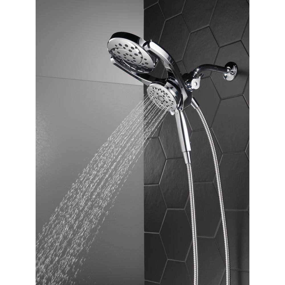 Delta HydroRain 4-Spray Patterns 1.75 GPM 6 in. Wall Mount Dual Shower Heads in Chrome 75699