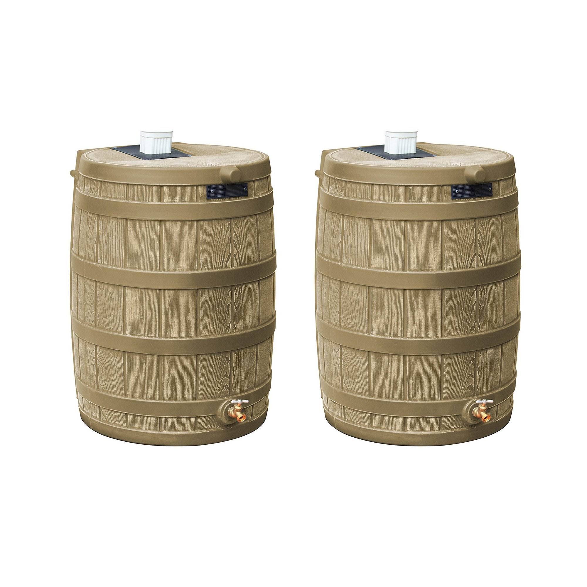 Good Ideas 50 gal. Khaki Plastic， Polyethylene and Resin Rain Barrel