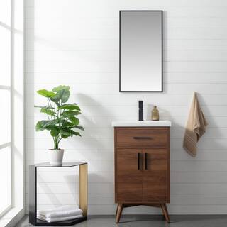 SUDIO Nelson 20.4 in. W x 15.7 in. D x 34 in. H Bath Vanity in Walnut with White Ceramic Top Nelson-20WN