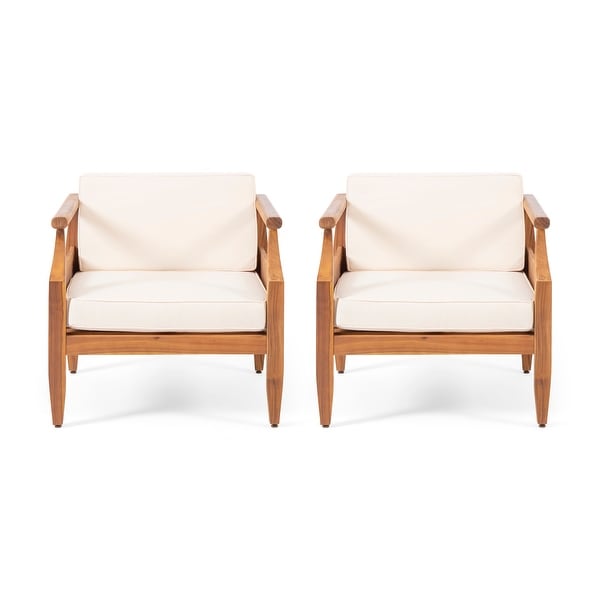 Aston Outdoor Modern Acacia Cushioned Club Chairs (Set of 2) by Christopher Knight Home