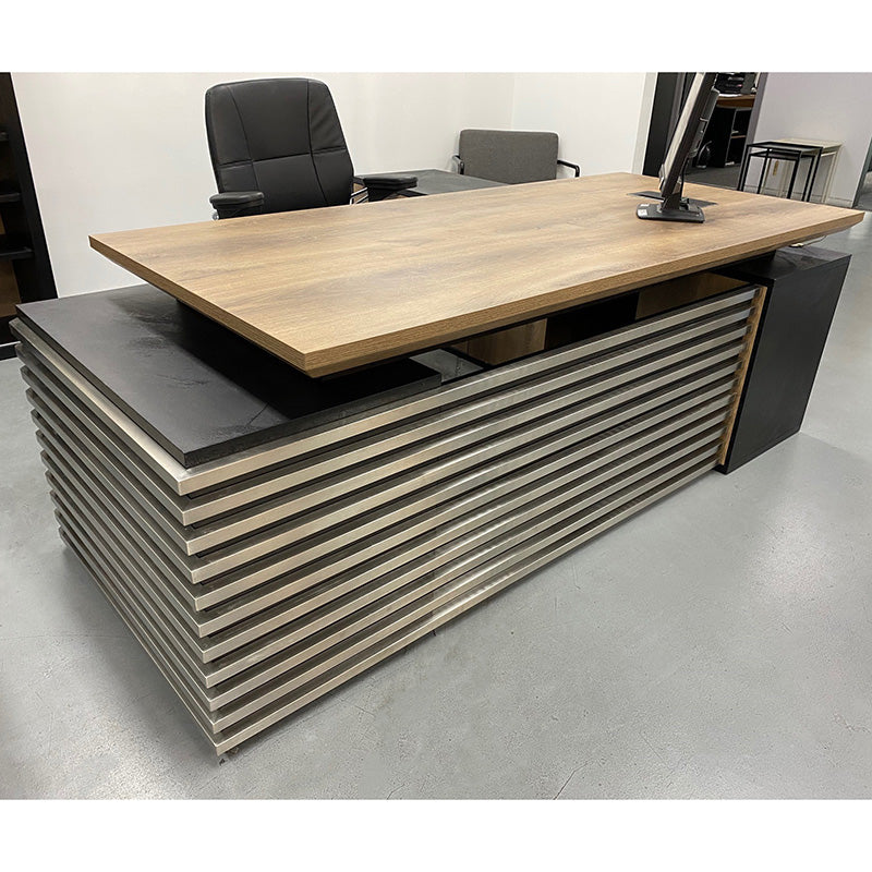 PHOENIX Executive Desk with Left Return 2.2M - Warm Oak & Black